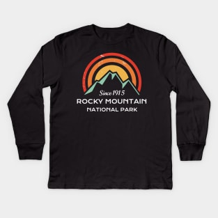 Rocky Mountains National Park Retro Kids Long Sleeve T-Shirt